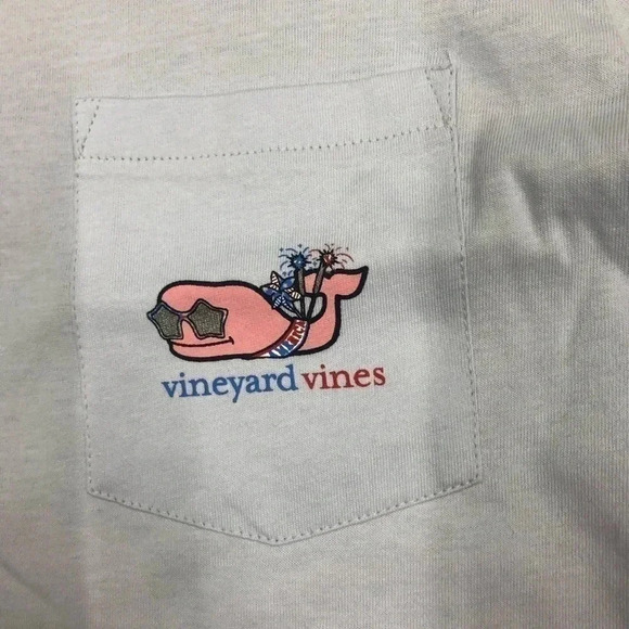 Vineyard Vines Youth Large Whale 4th of July Long Sleeve Tshirt Light Blue NWOT - Picture 3 of 6